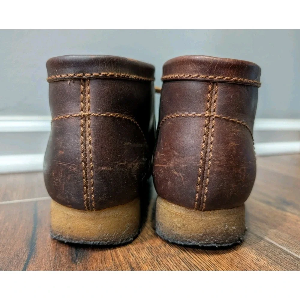 Clarks Mens Wallabees Beeswax Leather Ankle Chukka Boots Size 9 Brown Crepe Sole